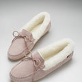 Women's slippers, sheepskin, ice pink suede-1