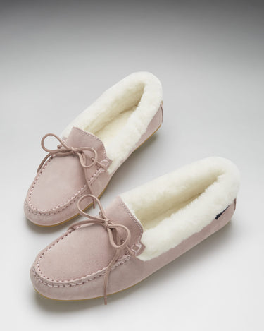 Women's slippers, sheepskin, ice pink suede-1