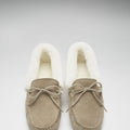 Women's slippers, sheepskin, taupe suede-2