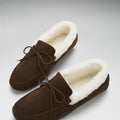 Slippers, sheepskin, brown suede-1