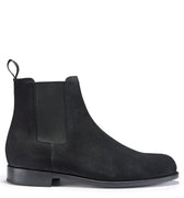 Black Suede Chelsea Boots, Welted Leather Sole-0