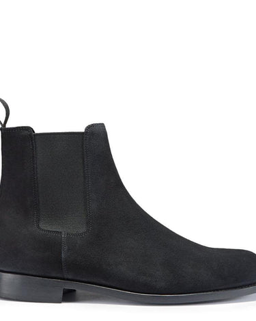 Black Suede Chelsea Boots, Welted Leather Sole-0