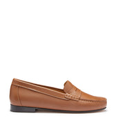Women's Penny Loafers Leather Sole, tan leather-0