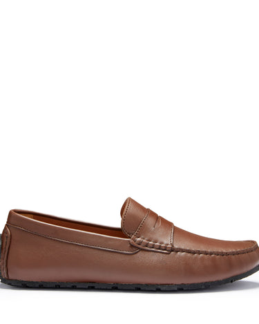 Tyre Sole Penny Driving Loafers, brown leather-0