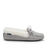 Women's slippers, sheepskin, dove grey suede-0