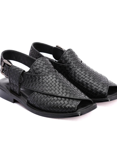 Lucas Handmade Leather Peshawari Chappal Sandals For Men Checkered Leather-1