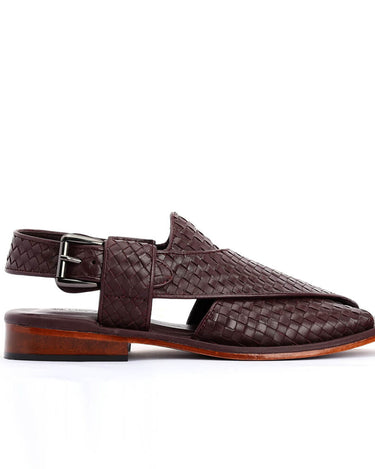 Lucas Handmade Leather Peshawari Chappal Sandals For Men Checkered Leather-3