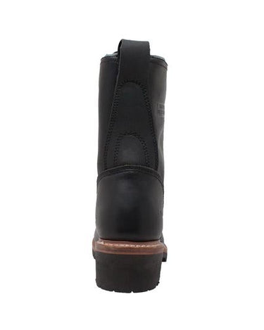 Men's 10" Black Fireman Logger Leather Boots-2
