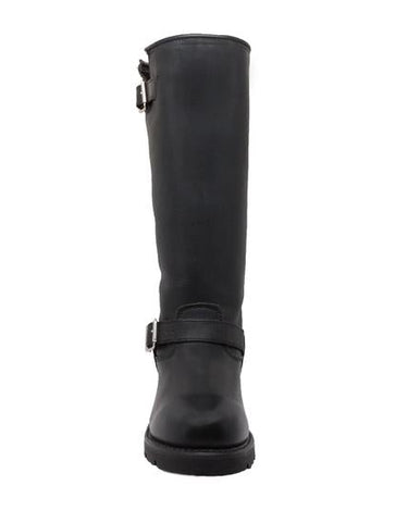 Men's 16" Black Engineer Biker Leather Boots-3
