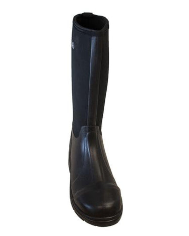 Men's 16" Cement Rubber Boot Steel Toe Black Leather Boots-4