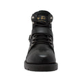 Men's 6" Reflective Double Zipper Biker Black Leather Boots-2