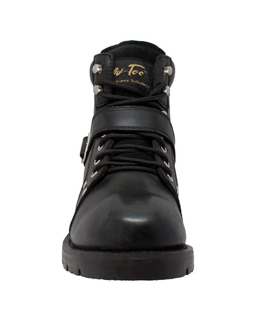 Men's 6" Reflective Double Zipper Biker Black Leather Boots-2