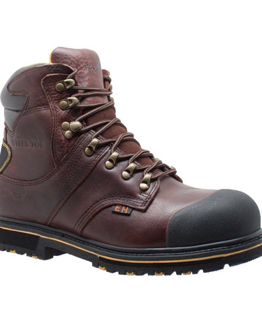 Men's 6" Steel Toe Waterproof Work Boots Dark Brown Leather Boots-1