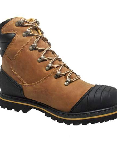Men's 7" Steel Toe Work Boot Light Brown Leather Boots-0