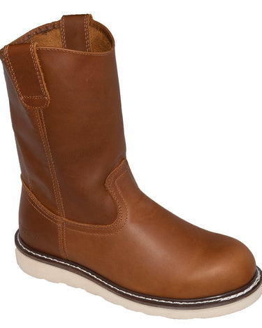 Men's 8" Side Zipper Composite Toe Pull On Wellington Leather Boots-1