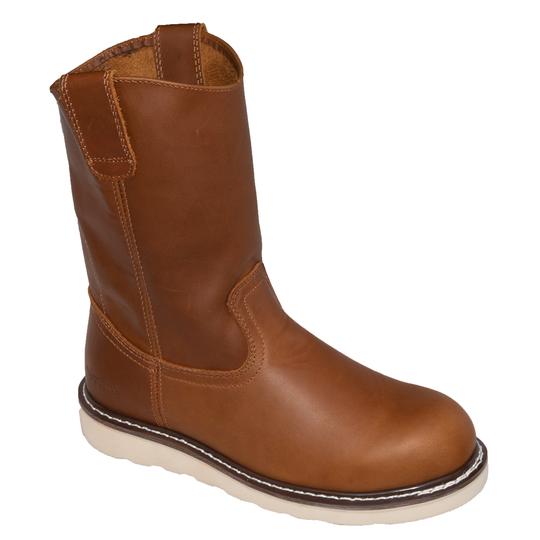 Men's 8" Side Zipper Composite Toe Pull On Wellington Leather Boots-0