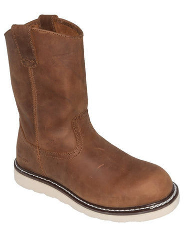 Men's 8" Side Zipper Pull On Wellington Leather Boots-1