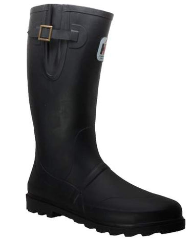Men's Expandable Calf Rubber Boot Black Leather Boots-1