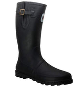 Men's Expandable Calf Rubber Boot Black Leather Boots-0