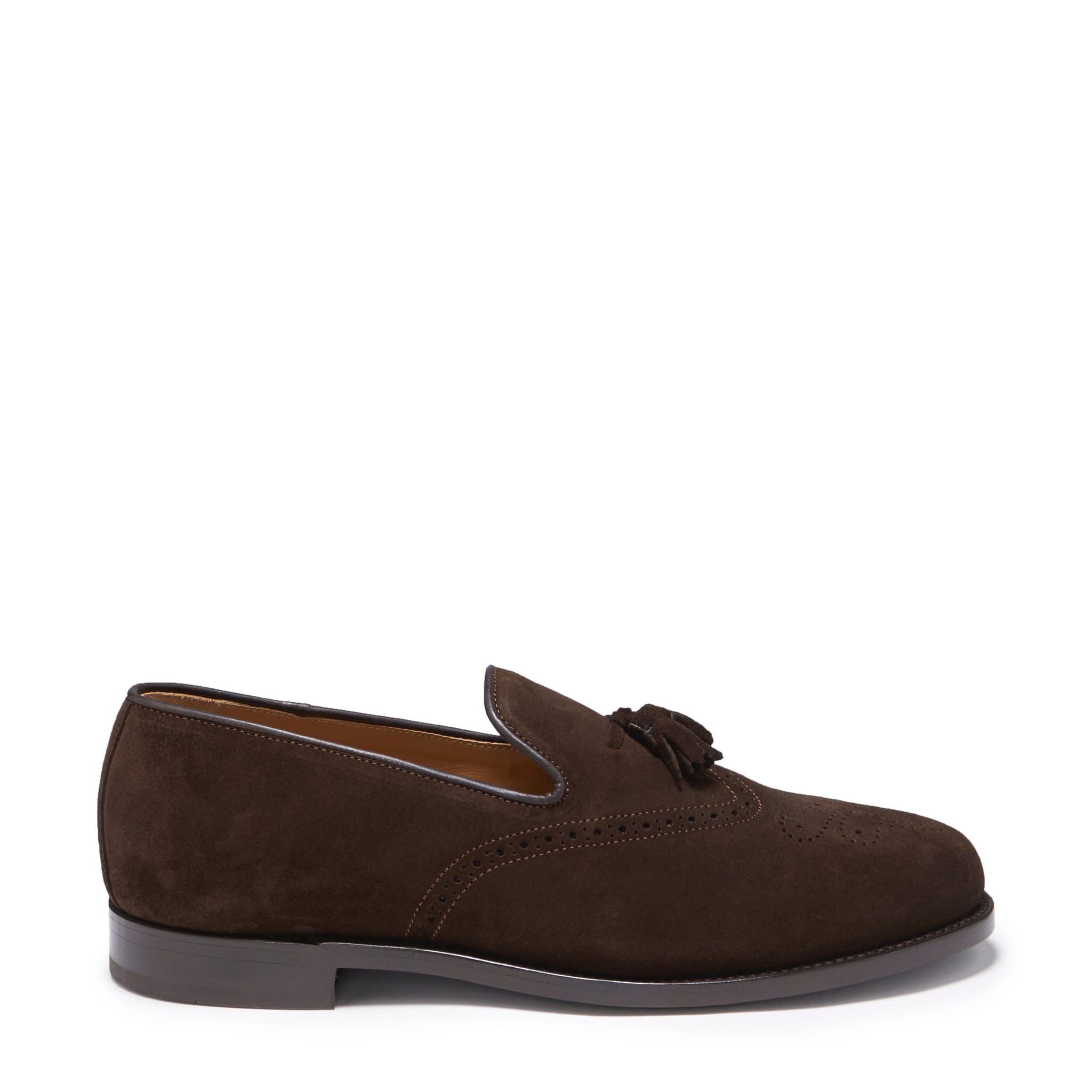Brown Suede Tasselled Brogues, Welted Leather Sole-0