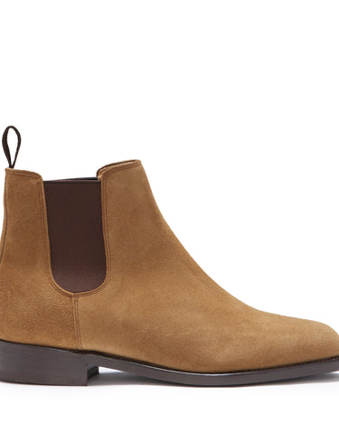 Women's Tobacco Suede Chelsea Boots, Welted Leather Sole-0
