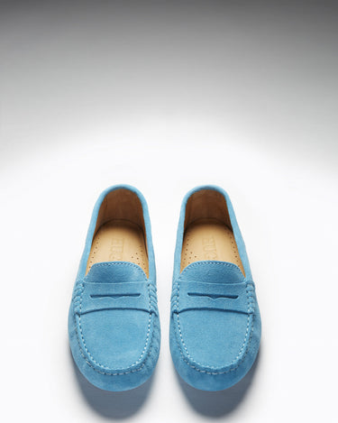 Women's Penny Driving Loafers, turquoise suede-2