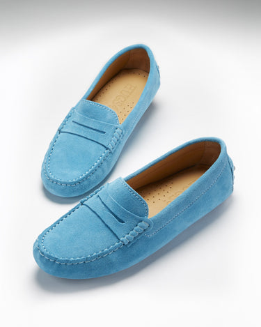 Women's Penny Driving Loafers, turquoise suede-1