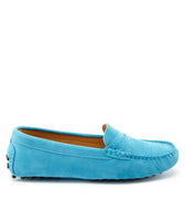 Women's Penny Driving Loafers, turquoise suede-0