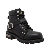 Women's 6" Black Lace Zipper Boot Leather Boots-1
