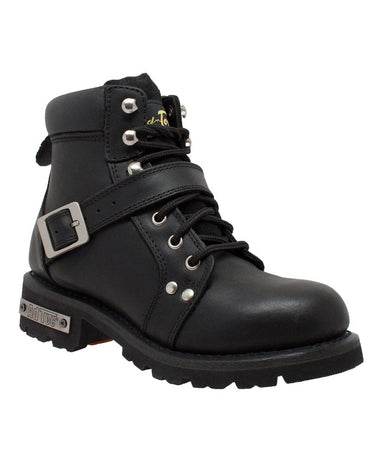 Women's 6" Black Lace Zipper Boot Leather Boots-1