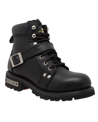 Women's 6" Black Lace Zipper Boot Leather Boots-0