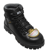 Women's 6" Black Waterproof Cap Toe Work Boot  Leather Boots-0