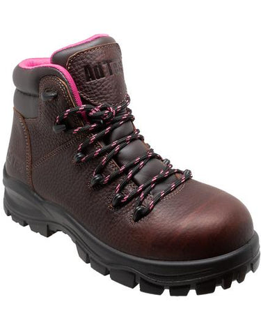 Women's 6" Brown Waterproof Cap Toe Work Boot Leather Boots-1