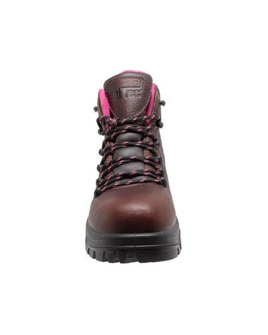 Women's 6" Brown Waterproof Cap Toe Work Boot Leather Boots-4