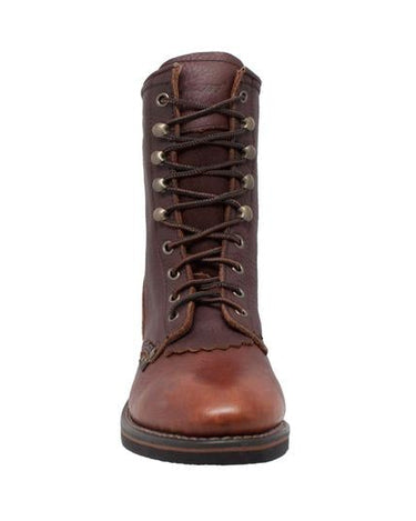 Women's 8" Black/Dark Cherry Packer Leather Boots-3