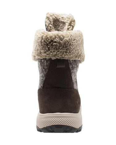 Women's Brown Microfleece Lace Winter Leather Boots-2