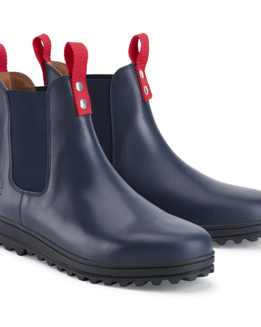 Busby Men's Winter Chelsea Boot, Navy Blue Leather-1