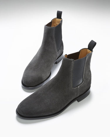 Grey Suede Chelsea Boots, Welted Leather Sole-1