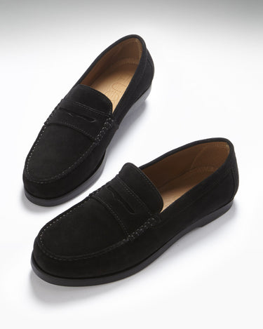Boat Loafers, black suede-1