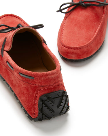 Tyre Sole Laced Driving Loafers, red suede-4