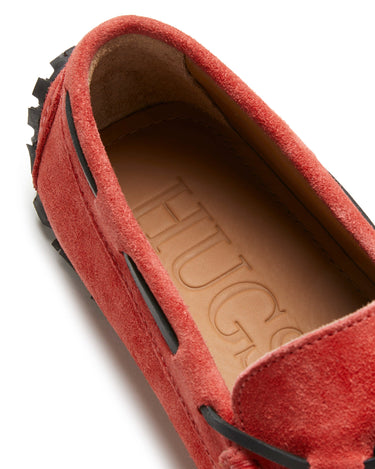 Tyre Sole Laced Driving Loafers, red suede-3