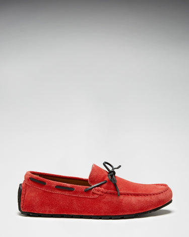 Tyre Sole Laced Driving Loafers, red suede-2