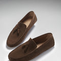 Tasselled Driving Loafers, brown suede-3