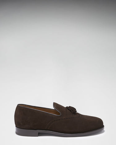 Brown Suede Tasselled Brogues, Welted Leather Sole-2