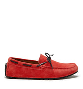 Tyre Sole Laced Driving Loafers, red suede-0