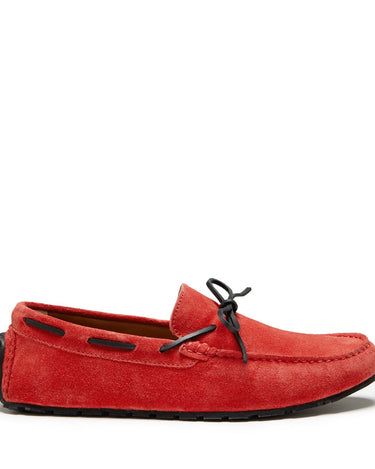 Tyre Sole Laced Driving Loafers, red suede-0
