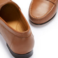 Women's Penny Loafers Leather Sole, tan leather-3