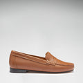 Women's Penny Loafers Leather Sole, tan leather-4