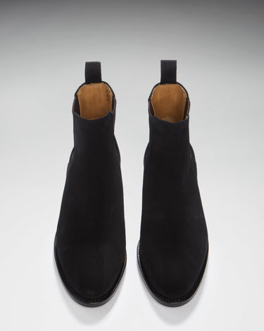 Women's Black Suede Chelsea Boots, Welted Leather Sole-1