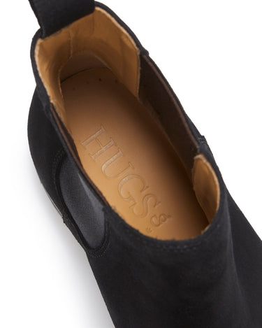 Women's Black Suede Chelsea Boots, Welted Leather Sole-4